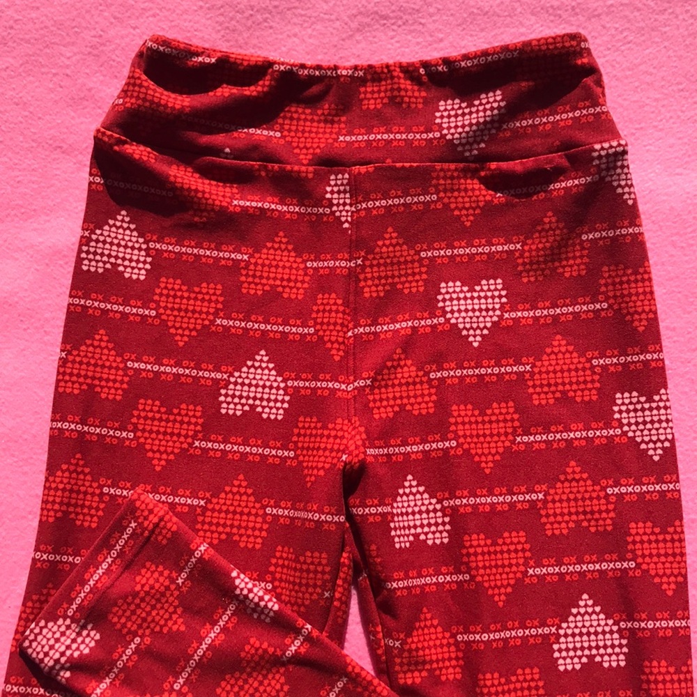 Lularoe Tween valentine leggings new red hearts